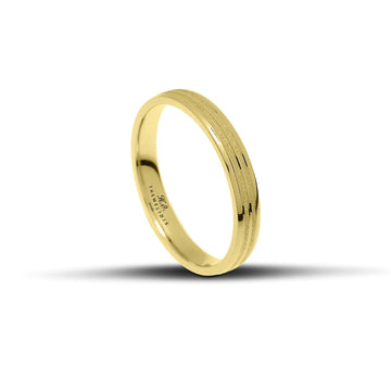 Βέρες Γάμου σετ χρυσές λουστράτες με γραμμές αμμοβολής - themelidisjewels